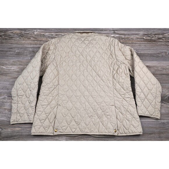 Lands End Jacket Women XL Coat Diamond Quilted Beige Lightweight Classic Casual - Picture 8 of 16